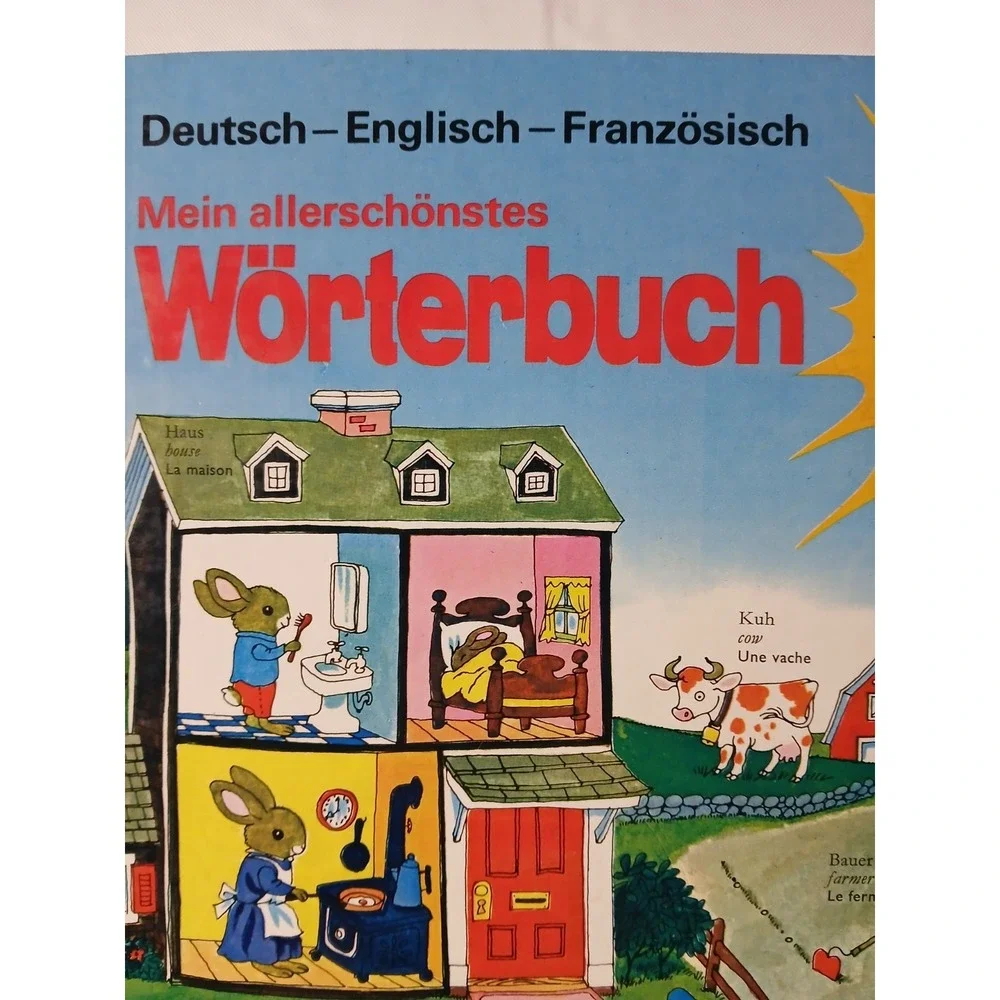 1975 RICHARD SCARRY DICTIONARY (English,‎ German,French) Worterbuch Vtg Rare